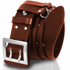 PAS OFICERSKI STRAŻCKI SKÓRZANY PASEK DO STRAŻY WOJSKOWY SKÓRA BRĄZOWY 105
