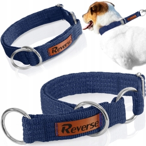 MOCNA OBROŻA PÓŁZACISKOWA DLA PSA REGULOWANA PARCIANA ZACISK 35-55 L