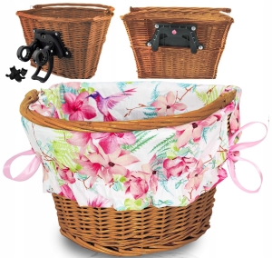 KOSZYK WIKLINOWY NA ROWER ZAKUPY ODPINANY + WKŁAD