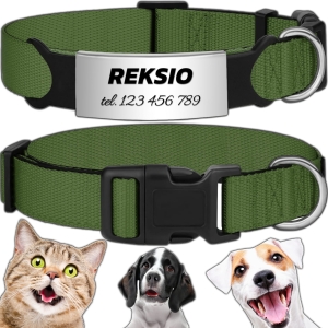 MOCNA OBROŻA REGULOWANA DLA PSA INDETYFIKATOR KOT PIES + GRAWER 20-30cm S