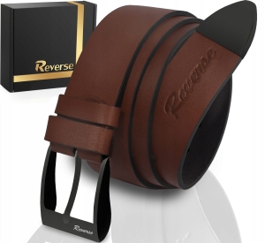 Szeroki skórzany pasek męski do jeansów REVERSE SKÓRA NATURALNA LICOWA 100