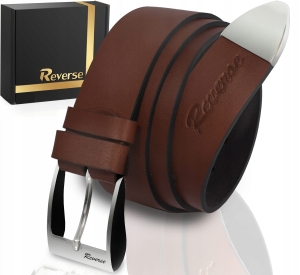 Szeroki skórzany pasek męski do jeansów REVERSE SKÓRA NATURALNA LICOWA 95