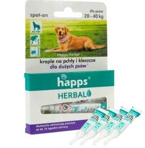 KROPLE NA PCHŁY KLESZCZE DLA PSÓW 20-40KG HAPPS x4