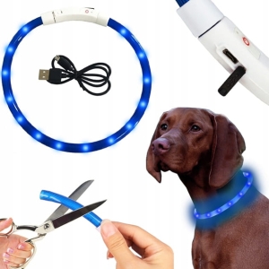 OBROŻA ŚWIECĄCA LED DLA PSA KOTA REGULOWANA USB wodoodporna spacer noc zima