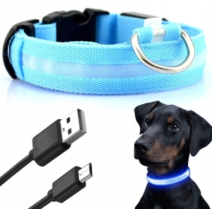 ŚWIECĄCA OBROŻA LED do Psa Kota 30-45cm roz. M USB