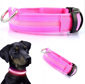 ŚWIECĄCA OBROŻA LED do Psa Kota 30-45cm roz. M