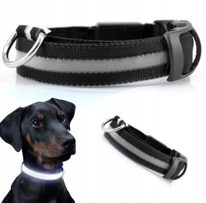 ŚWIECĄCA OBROŻA LED do Psa Kota 30-45cm roz. M