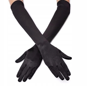 DŁUGIE RĘKAWICZKI WIECZOROWE SEXY CZARNE RETRO 55