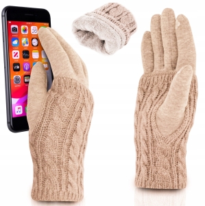 DOTYKOWE WEŁNIANE RĘKAWICZKI DAMSKIE DO TELEFONU
