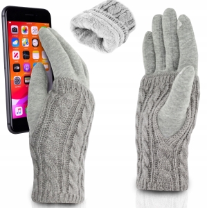 DOTYKOWE WEŁNIANE RĘKAWICZKI DAMSKIE DO TELEFONU
