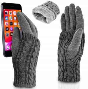 DOTYKOWE WEŁNIANE RĘKAWICZKI DAMSKIE DO TELEFONU