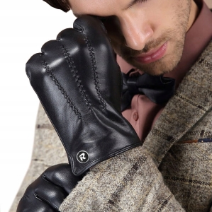 DOTYKOWE RĘKAWICZKI SKÓRZANE MĘSKIE SKÓRA CIELĘCA OCIEPLANE MIŚ roz. M