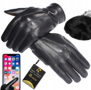 GRUBE Rękawiczki zimowe REVERSE Skórzane MĘSKIE OCIEPLANE MIŚ roz XXL