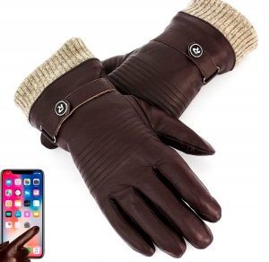 Reverse Rękawiczki REVERSE Skórzane MĘSKIE BRĄZOWE ze SCIĄGACZEM roz XXL
