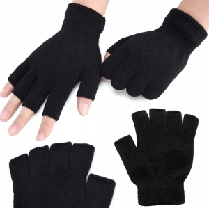 Reverse RĘKAWICZKI BAWEŁNIANE bez palców OCIEPLANE zimowe CIEPŁE