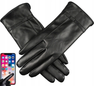 Rękawiczki REVERSE Skórzane DAMSKIE MIŚ SKÓRA Naturalna OCIEPLANE roz L