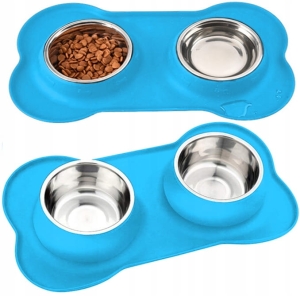 PODWÓJNA MISKA DLA PSA kota metal ANTYPOŚLIZGOWA