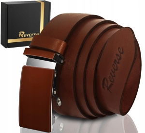 REVERSE PASEK SKÓRZANY MĘSKI DO SPODNI AUTOMAT BRĄZOWY SKÓRA NATURALNA 125