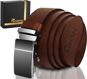 REVERSE PASEK SKÓRZANY MĘSKI DO SPODNI AUTOMAT BRĄZOWY SKÓRA NATURALNA 125