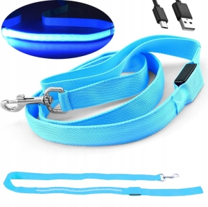 Smycz dla PSA usb LED 25mm kolorowa ŚWIECĄCA spacer zima jesień noc 1,2 m