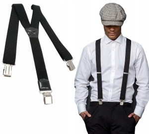 SZELKI DO SPODNI MĘSKIE SZEROKIE - CZARNE MOCNE