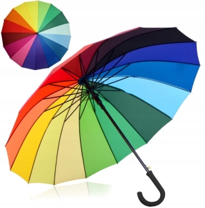 PARASOL PARASOLKA TĘCZOWA DUŻA WYTRZYMAŁA SOLIDNA