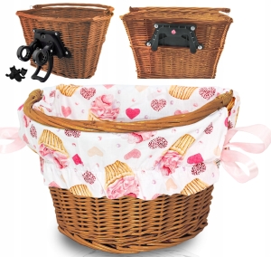 KOSZYK WIKLINOWY NA ROWER ZAKUPY ODPINANY + WKŁAD