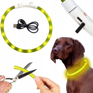 OBROŻA ŚWIECĄCA LED DLA PSA KOTA REGULOWANA USB wodoodporna spacer noc zima