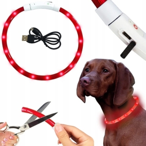 OBROŻA ŚWIECĄCA LED DLA PSA KOTA REGULOWANA USB wodoodporna spacer noc zima