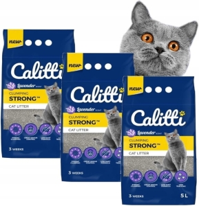 3 x ZESTAW ŻWIREK DLA KOTA BENTONITOWY ANTYBAKTERYJNY LAWENDOWY CALITTI 5L