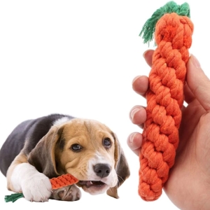 SZARPAK DLA PSA ZABAWKA GRYZAK SZNUR BAWEŁNA MARCHEWKA 22cm