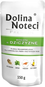 MOKRA KARMA DLA PSA SASZETKA DOLINA NOTECI PREMIUM DZICZYZNA 150g