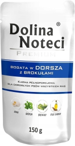 MOKRA KARMA DLA PSA SASZETKA DOLINA NOTECI PREMIUM DORSZ Z BROKUŁAMI 150g