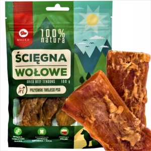 MACED SUSZONE ŚCIĘGNA WOŁOWE PRZYSMAK PSA GRYZAK 100% NATURA