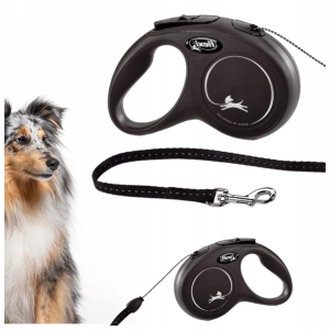 SMYCZ AUTOMATYCZNA zwijana Flexi New Classic M linka 5m CZARNA do 20kg