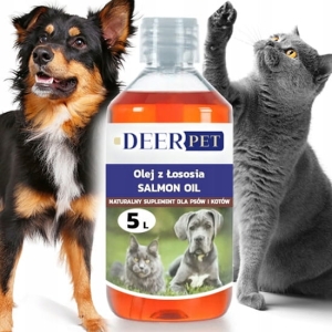 OLEJ SZKOCKI Z ŁOSOSIA DLA PSA I KOTA PIES KOŃ Salmon Oil Omega 3 i 6 5L