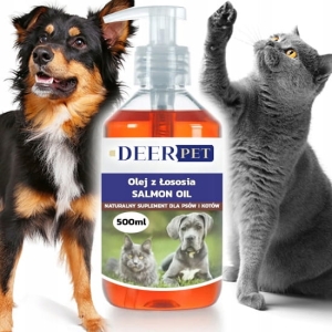 OLEJ SZKOCKI Z ŁOSOSIA DLA PSA I KOTA PIES KOŃ Salmon Oil Omega 3 i 6 500ml