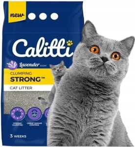 ŻWIREK DLA KOTA BENTONITOWY ZBRYLAJĄCY ANTYBAKTERYJNY LAWENDOWY CALITTI 5L