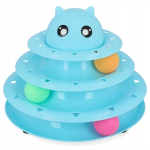 ZABAWKA DLA KOTA WIEŻA Z PIŁECZKAMI KULKAMI PIŁKI INTERAKTYWNA KARUZELA