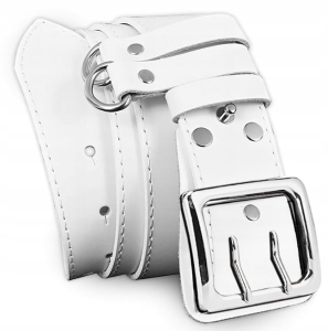 Pasek oficerski BIAŁY wojskowy PAS do spodni skórzany straż bojówki 115cm