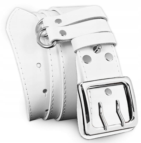 Pasek oficerski BIAŁY wojskowy PAS do spodni skórzany straż bojówki 115cm