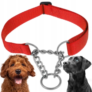 OBROŻA PÓŁZACISKOWA REGULOWANA DLA PSA MARTINGALE Z ŁAŃCUSZKIEM 40-60cm L