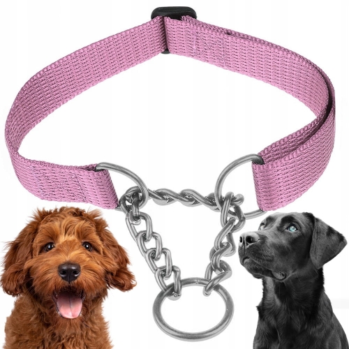 OBROŻA PÓŁZACISKOWA REGULOWANA DLA PSA MARTINGALE Z ŁAŃCUSZKIEM 40-60cm L