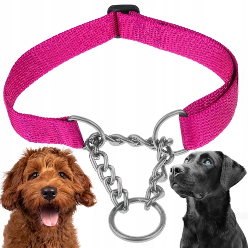 OBROŻA PÓŁZACISKOWA REGULOWANA DLA PSA MARTINGALE Z ŁAŃCUSZKIEM 40-60cm L