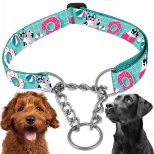 OBROŻA PÓŁZACISKOWA REGULOWANA DLA PSA MARTINGALE Z ŁAŃCUSZKIEM 50-70cm XL