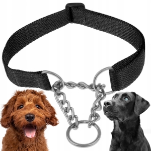OBROŻA PÓŁZACISKOWA REGULOWANA DLA PSA MARTINGALE Z ŁAŃCUSZKIEM 30-45cm M