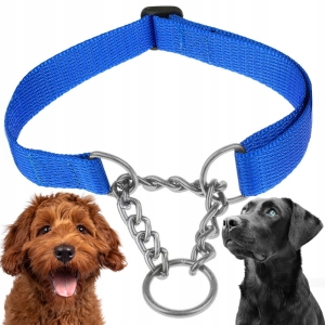 OBROŻA PÓŁZACISKOWA REGULOWANA DLA PSA MARTINGALE Z ŁAŃCUSZKIEM 30-45cm M